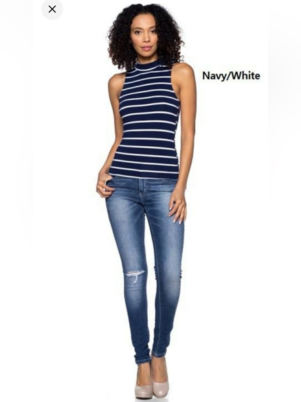 (BLACK AND WHITE) Capella Sleeveless Mock Neck Top